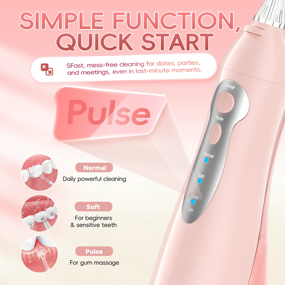 Portable Rechargeable Cordless Water Flosser for Teeth Deep Cleaning