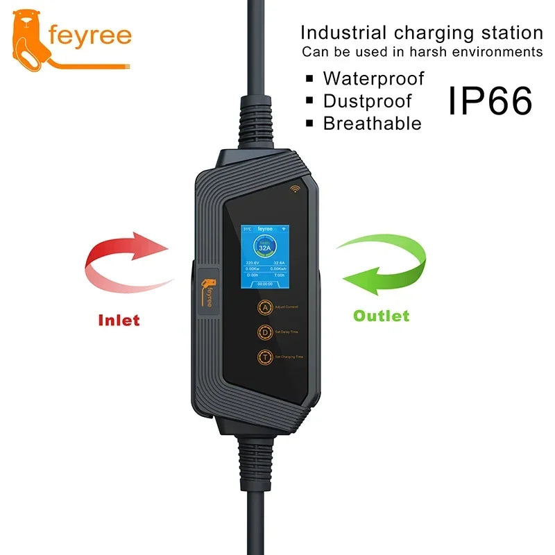 7KW Portable EV Charger Type 1 - Smart App & WiFi Control