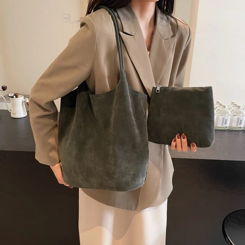 Luxury Retro Suede Tote