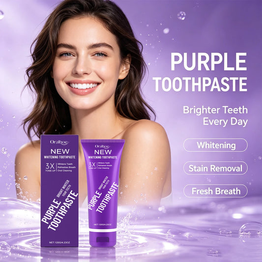 Purple Teeth Whitening Toothpaste - Deep Stain Removal & Fresh Breath Care