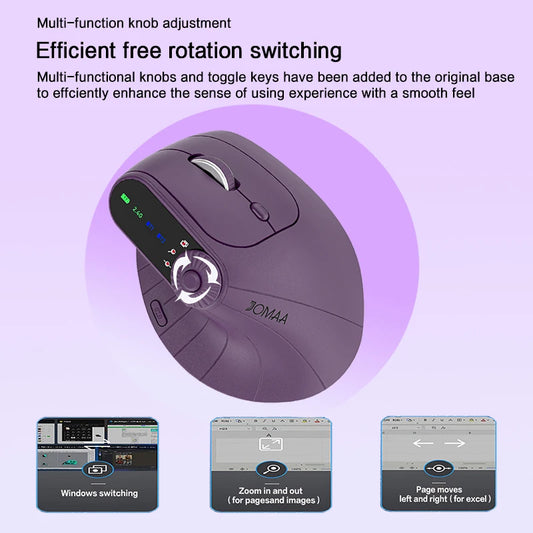 Ergonomic Wireless Vertical Mouse with Knob & Multi-Device Bluetooth