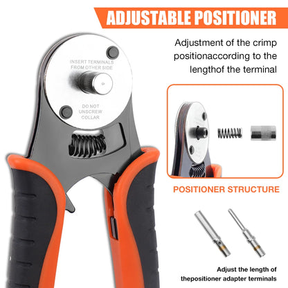 Deutsch Closed Barrel Crimp Tool - 4-Way Indent Crimper for 14/16/18 AWG Solid Contacts