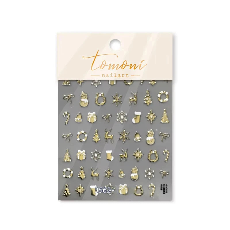 3D Christmas Nail Art Stickers - Festive Snowman & Snowflake Manicure Decals - 46
