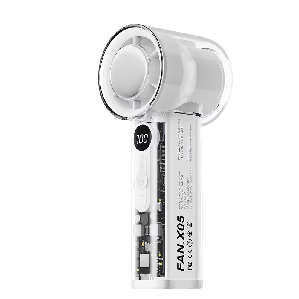 Portable 100-Speed Foldable Cooling Fan with LED Display - 21