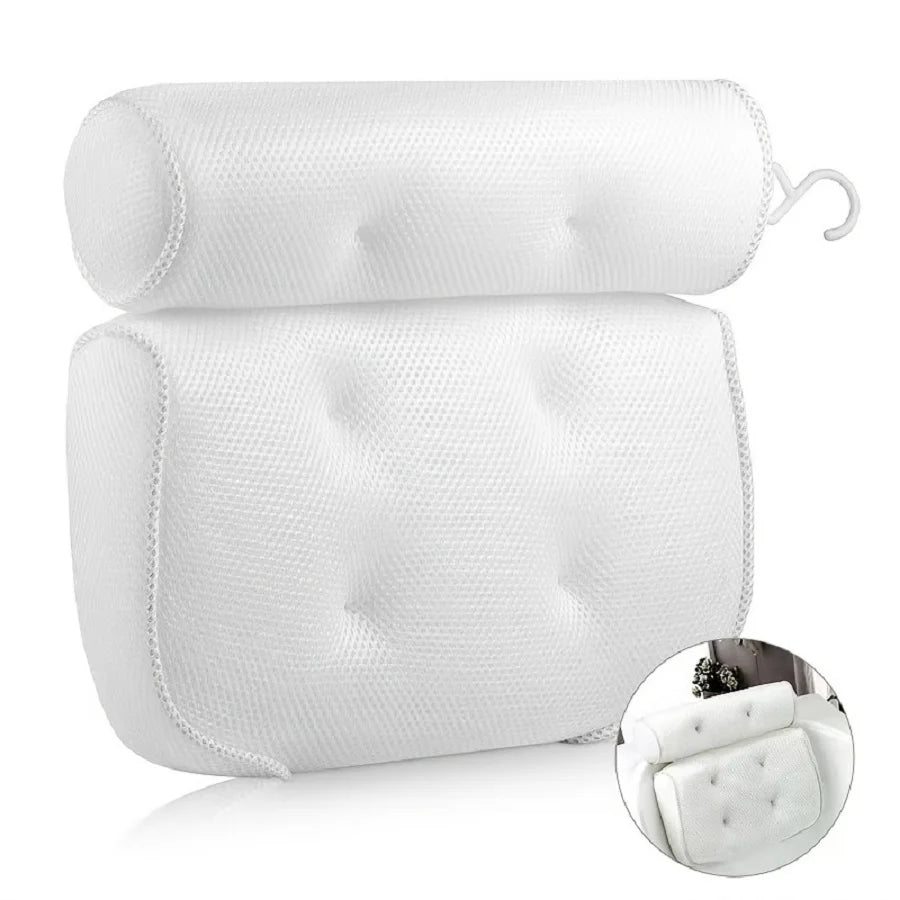 Ergonomic Bath Pillow - Spa Bathtub Cushion for Neck & Back Support with Suction Cups - 18
