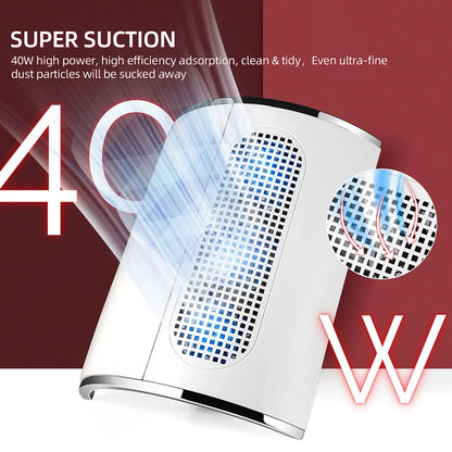 3-Fan Nail Dust Collector - 40W Professional Manicure Vacuum