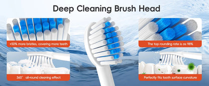 Sonic Rechargeable Electric Toothbrush with 6 Cleaning Modes & 4 Brush Heads