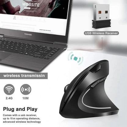 Wireless Ergonomic Vertical Mouse - 2.4GHz Optical Mouse with 3 Adjustable DPI