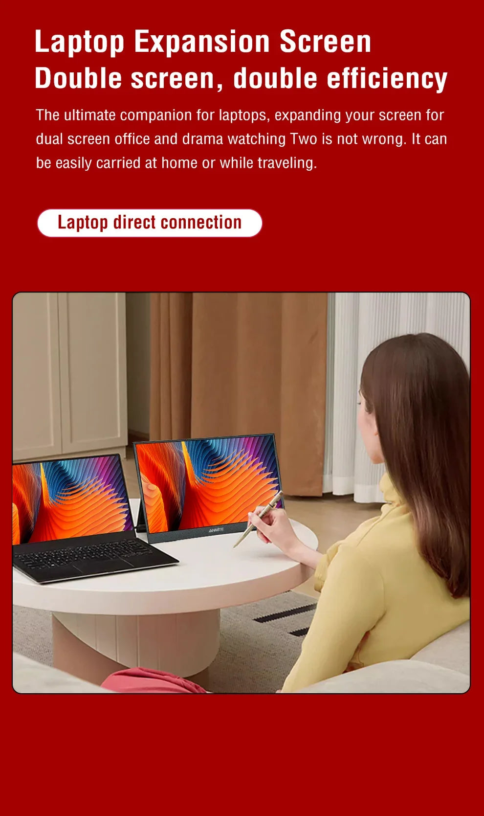 14" Portable IPS Monitor 1920x1200 FHD Gaming Display with Built-in Stand - 13