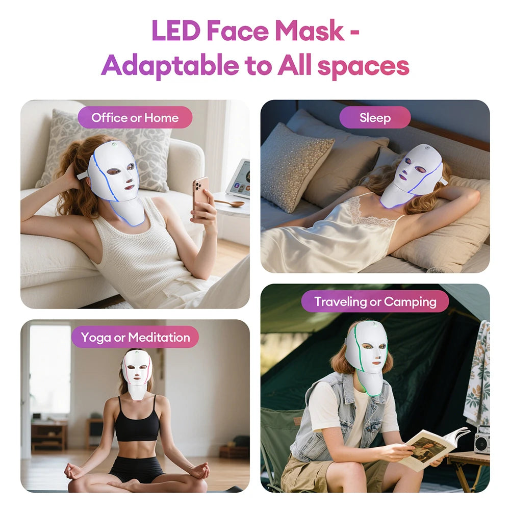 7 Color LED Face & Neck Mask - Anti-Aging Light Therapy