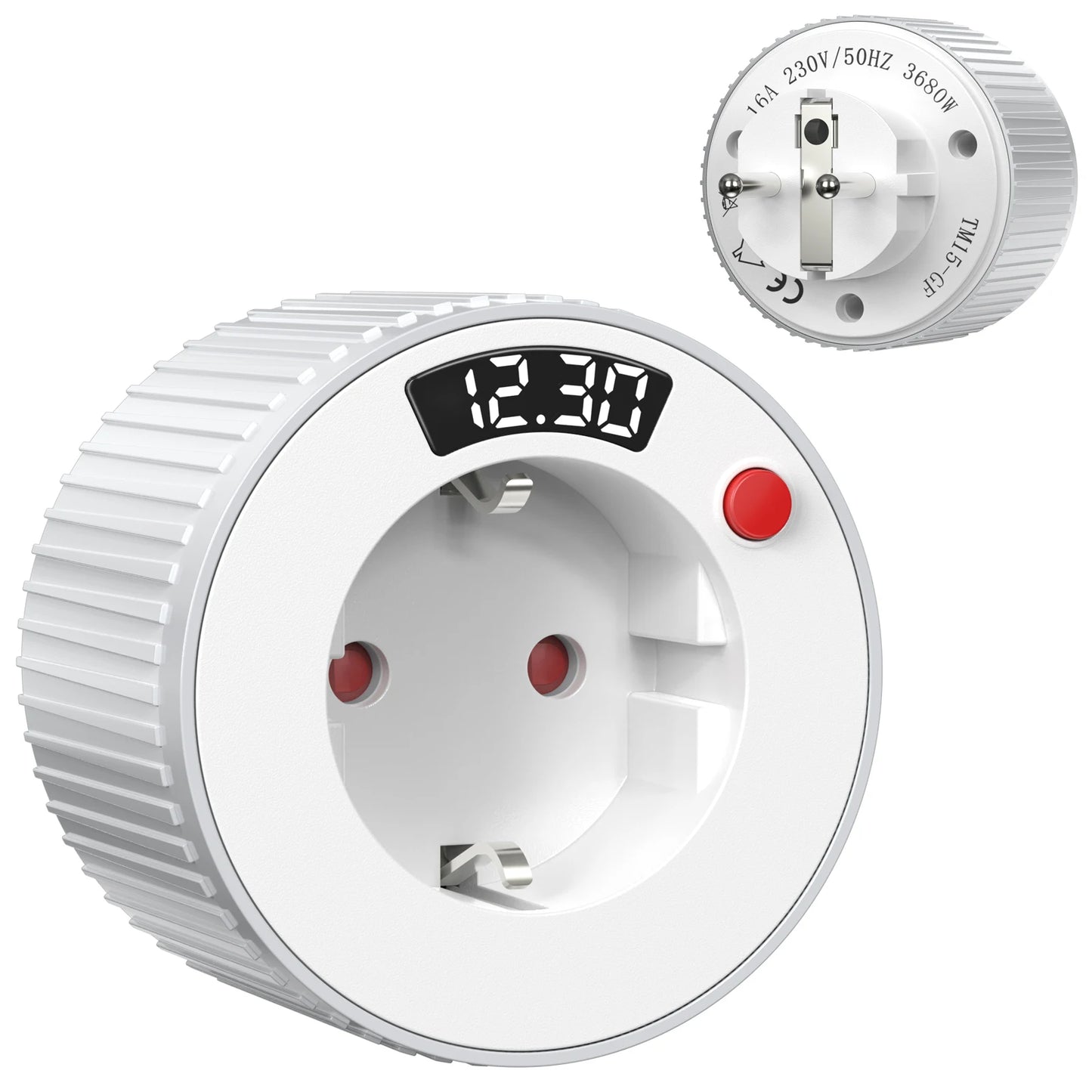 EU Standard 24-Hour Digital Rotary Countdown Timer Socket 3680W