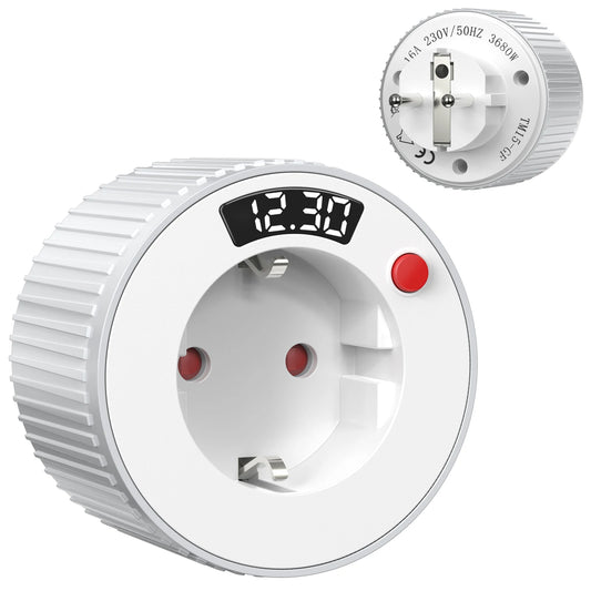 EU Standard 24-Hour Digital Rotary Countdown Timer Socket 3680W
