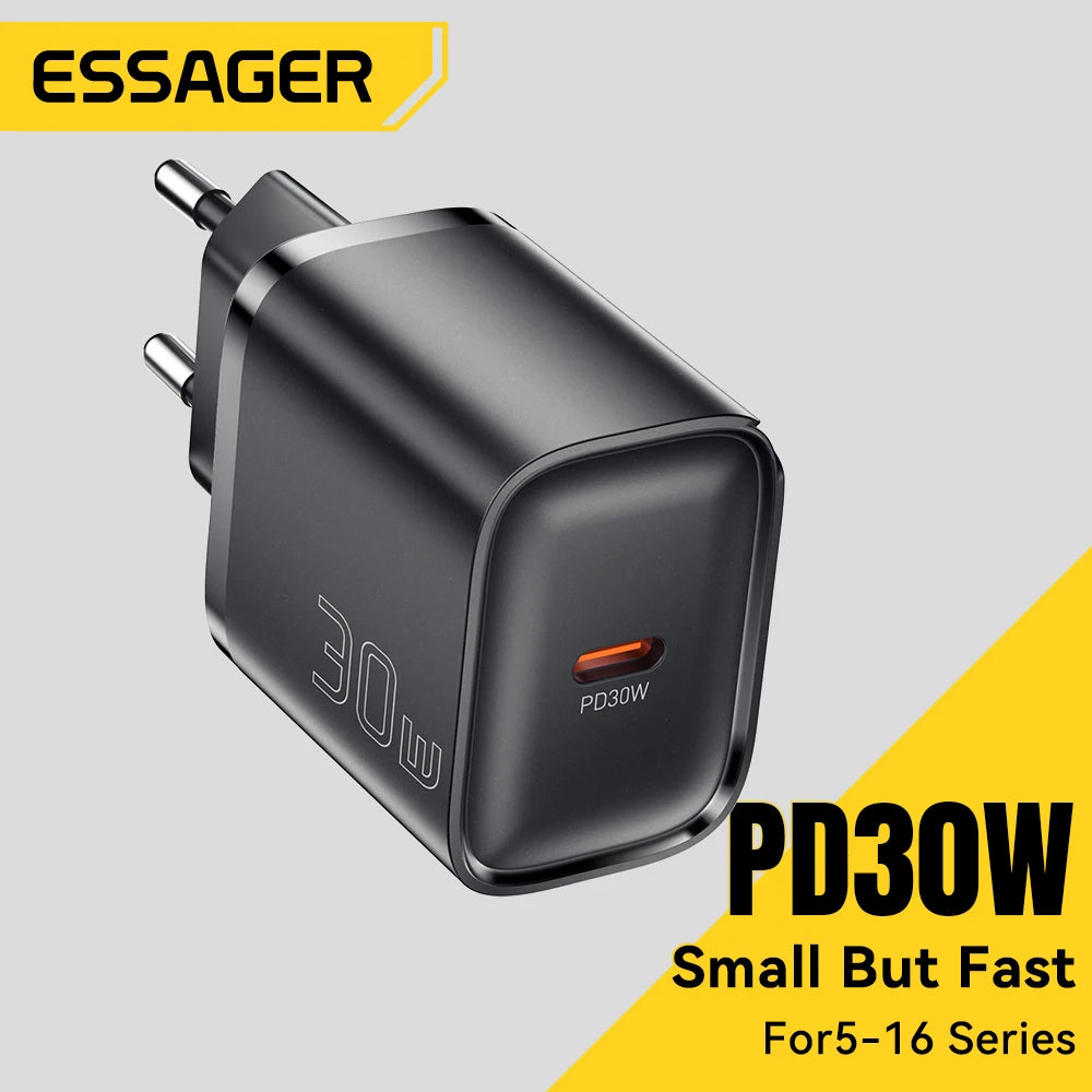 Mini 30W USB-C Fast Charger - PD & QC 3.0 Power Adapter for iPhone & Android - 1