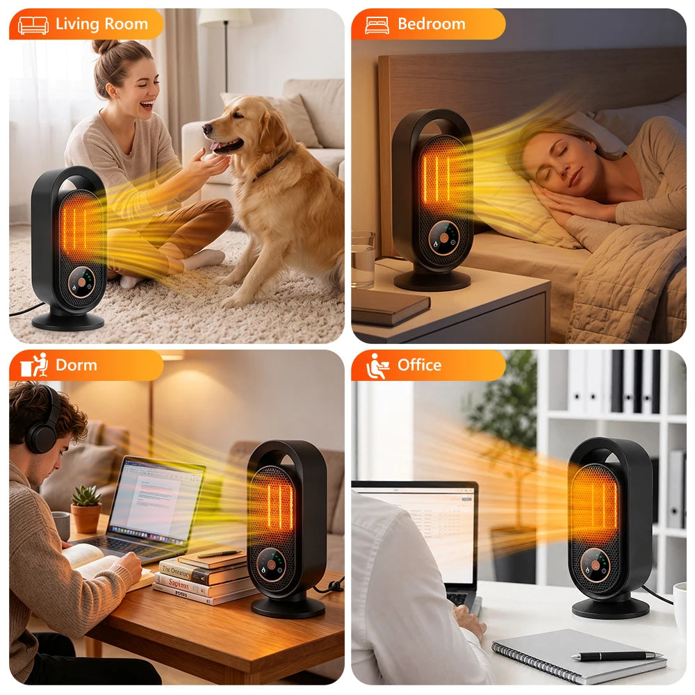 Portable Electric Ceramic Space Heater for Home Office Quiet Fast Heating - 13