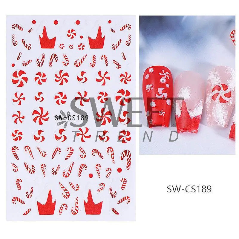 3D Christmas Nail Art Stickers - Festive Snowman & Snowflake Manicure Decals - 37