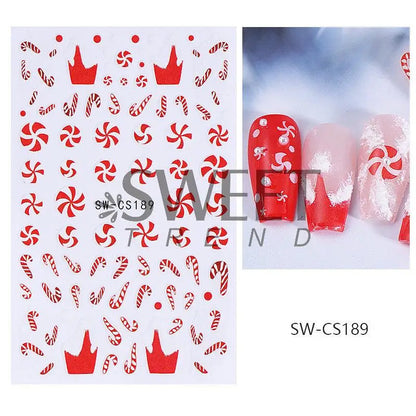 3D Christmas Nail Art Stickers - Festive Snowman & Snowflake Manicure Decals