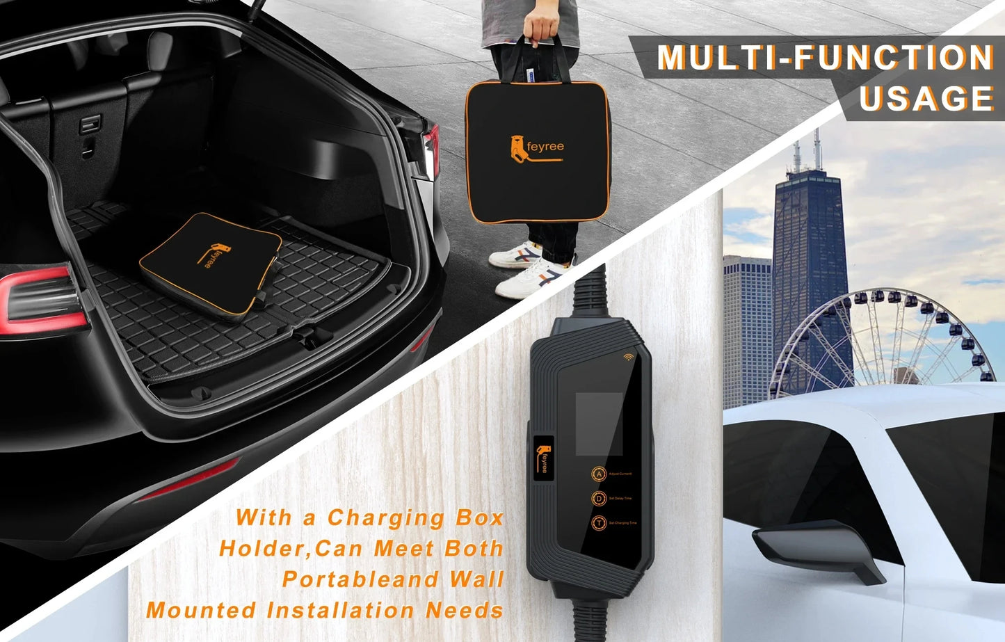 7KW Portable EV Charger - Adjustable Current GBT Electric Vehicle Charger