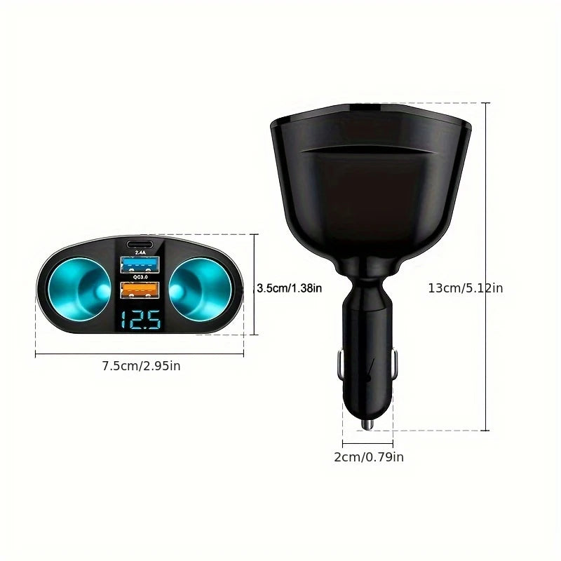 Dual-Port Fast Car Charger Adapter with Real-Time Digital Display - 15