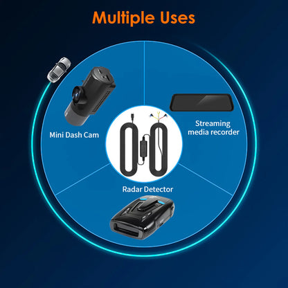 24H Dash Cam Hardwire Kit - USB Type-C & Mini USB Parking Monitor Cable