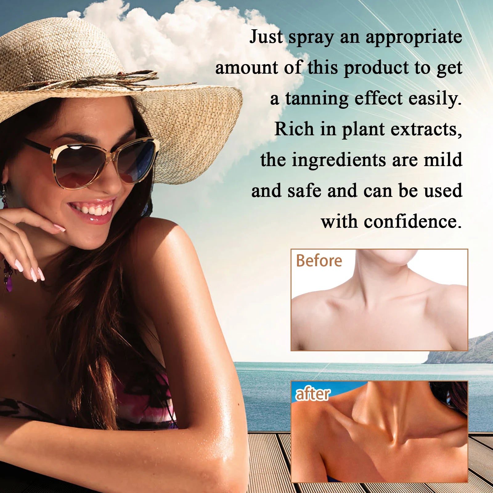 Sunless Tanning Spray for Natural Glowing Skin - Moisturizing Body Bronzer Mist - 5