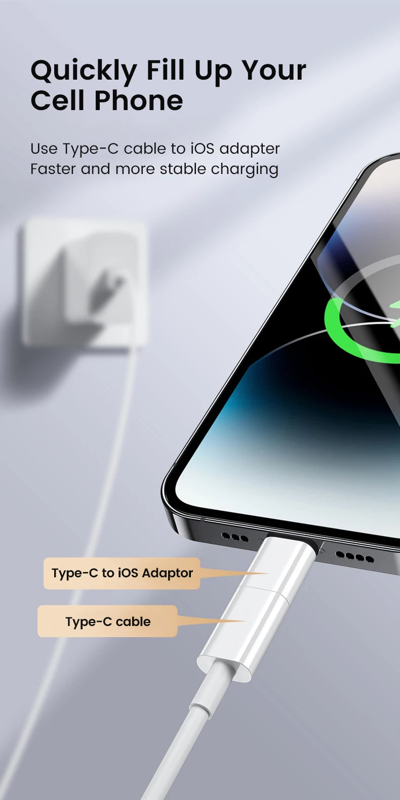 USB-C Male to Lightning Female Fast Charging Adapter Converter