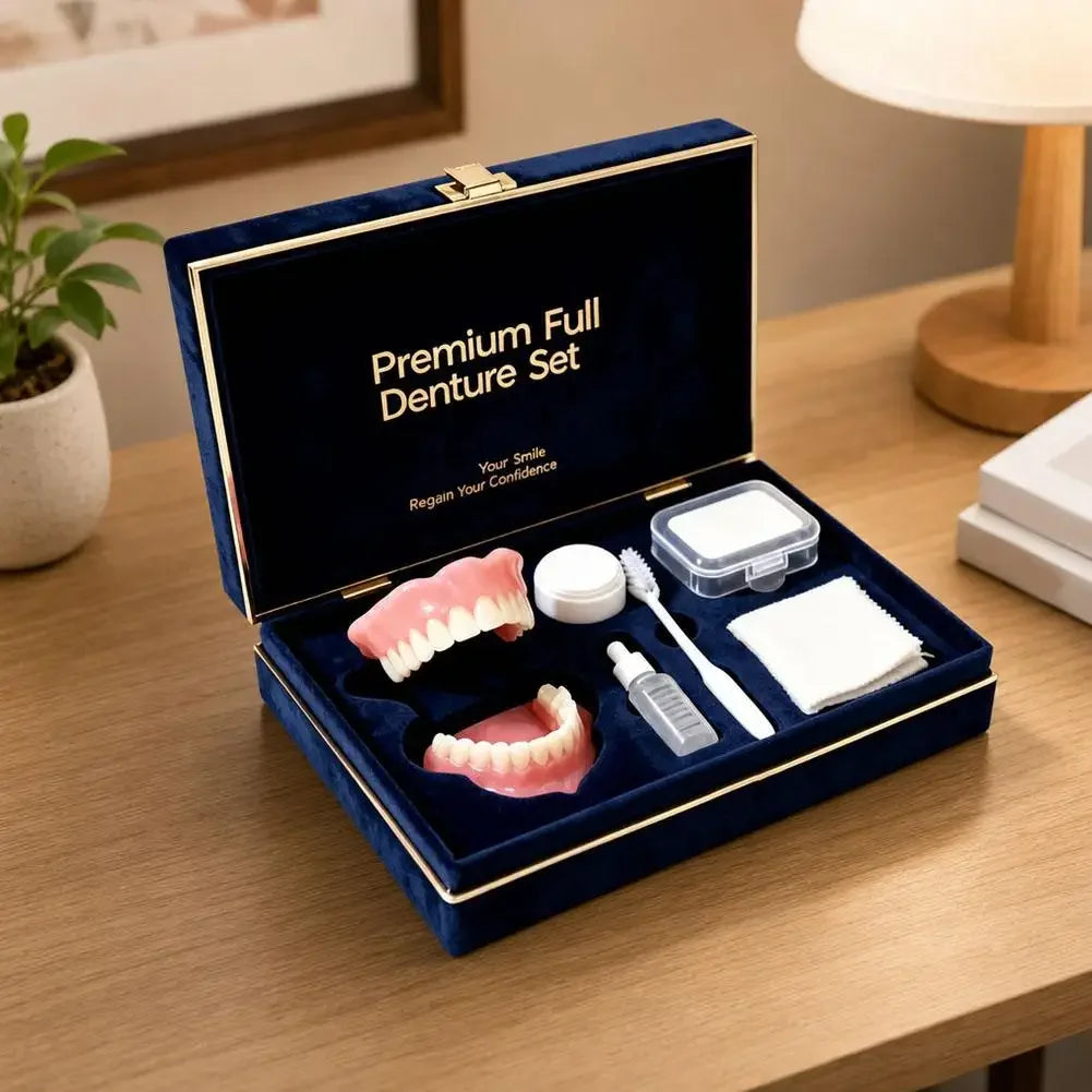 Instant Smile Temporary Denture Set - Natural-Looking Upper & Lower Cosmetic Teeth