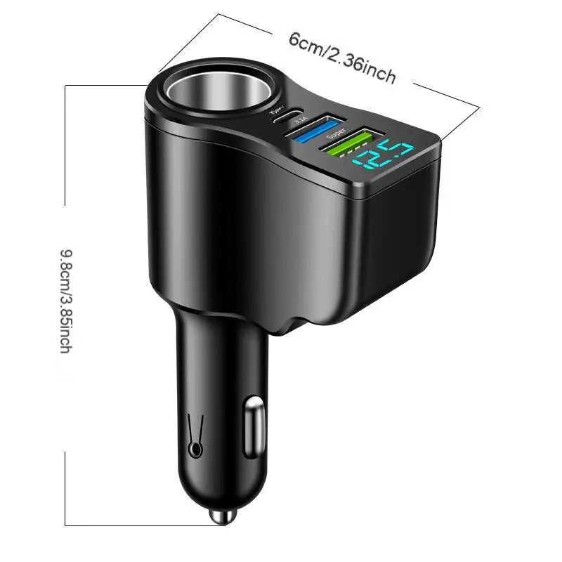 66W Fast Car Charger - Multi-Function Dual USB Cigarette Lighter Adapter