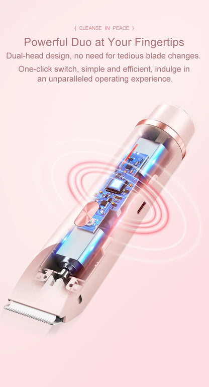 2-in-1 Waterproof Electric Women's Bikini Trimmer & Facial Hair Shaver