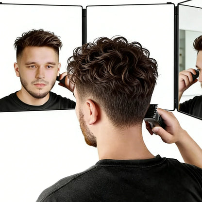 360 Trifold Makeup & Hair Cutting Mirror with Telescoping Hooks
