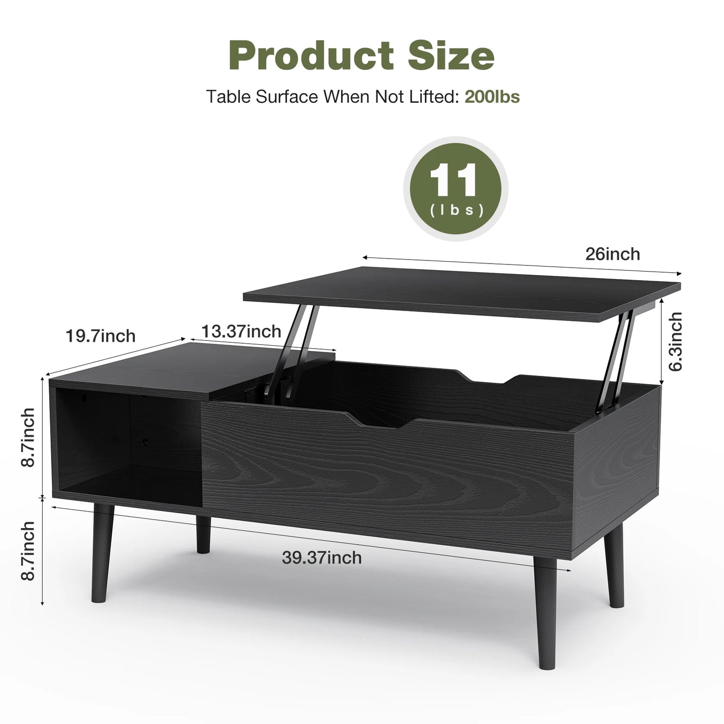 Modern Lift-Top Coffee Table with Hidden Storage & Adjustable Desk
