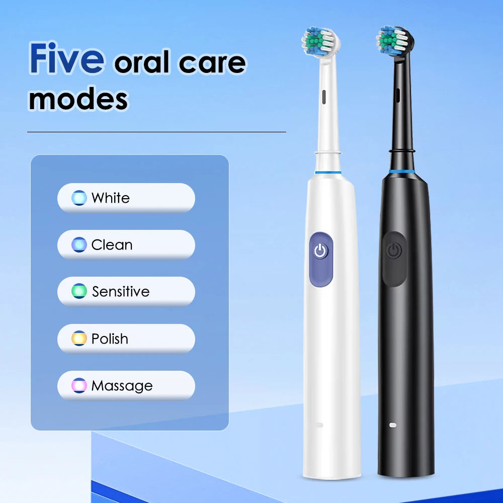 Rechargeable Rotating Electric Toothbrush with 5 Cleaning Modes and 2-Minute Timer - 5