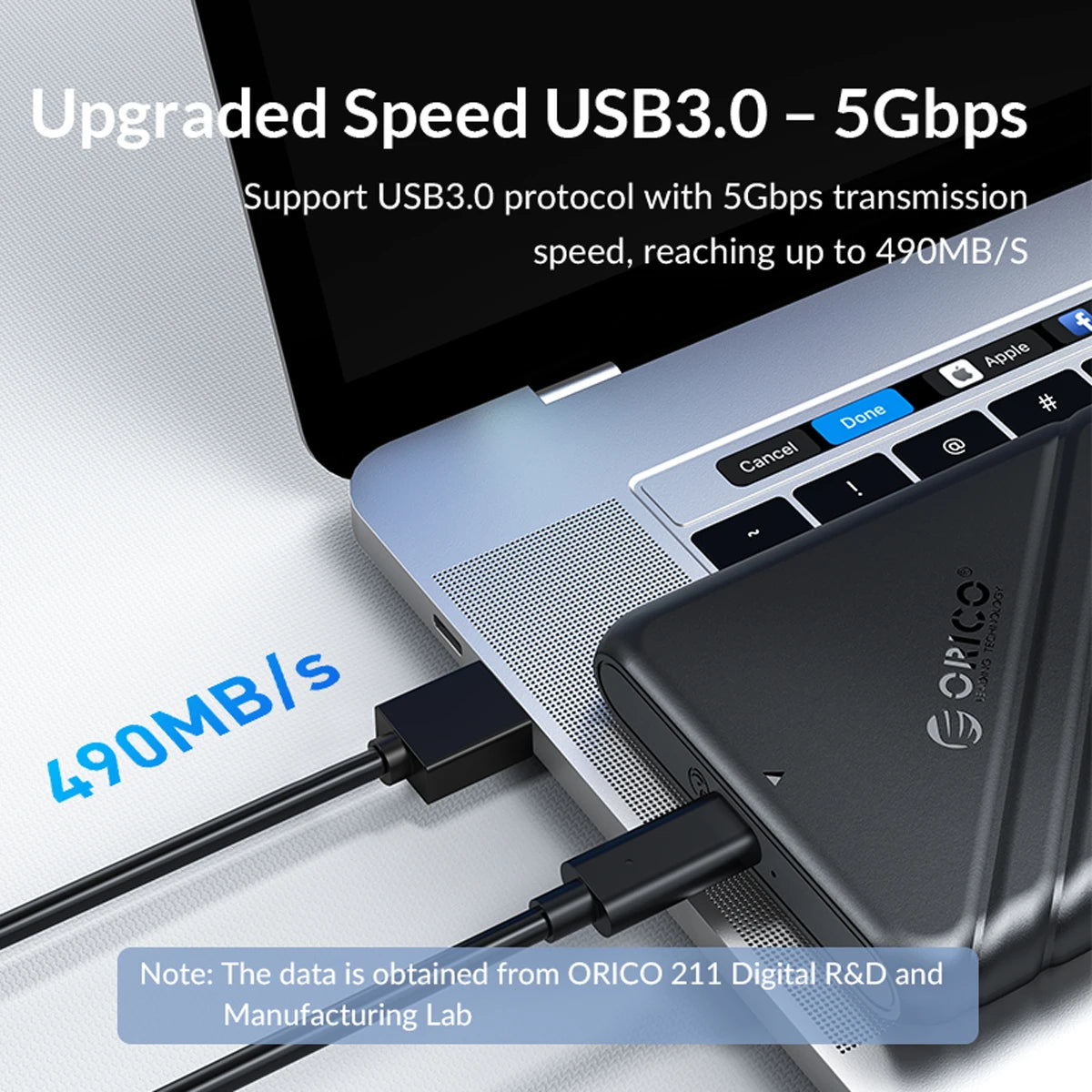 2.5" SATA HDD SSD External Hard Drive Enclosure - USB 3.0/Type-C Adapter