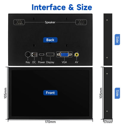 7-Inch Portable IPS Monitor 1024x600 HDMI VGA Display with Metal Holder