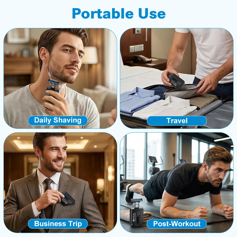 Retractable Portable Manual Travel Shaver for Men - Compact Folding Pocket Razor