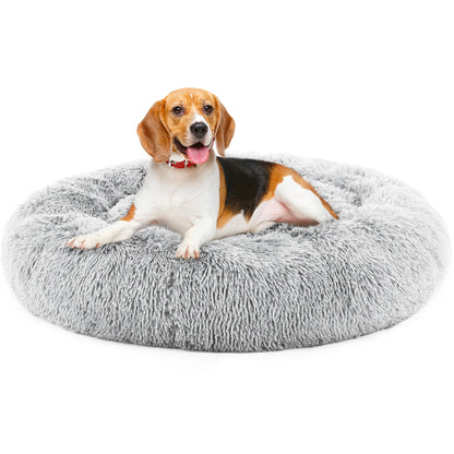 Calming Plush Dog Bed - Ultra-Soft Anti-Slip Washable Pet Bed for Dogs