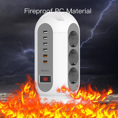 15-in-1 Tower Power Strip with 6 USB Ports & Retractable 1.8m Cord