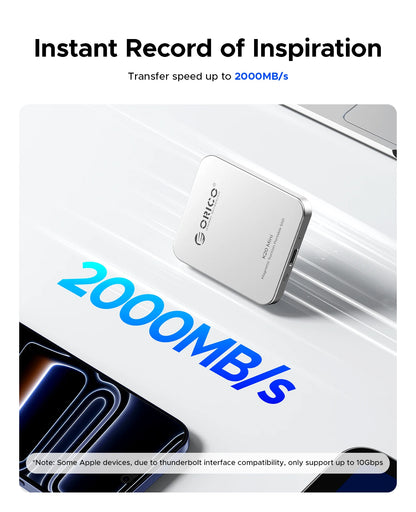 Orico Magnetic Portable SSD 20Gbps for iPhone 16/15 Pro & USB-C Devices