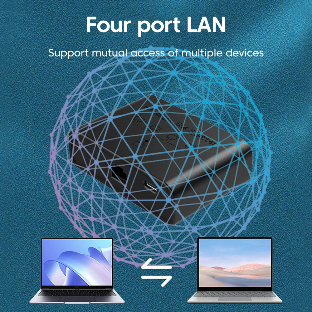 5-Port Gigabit Ethernet Switch - High-Speed RJ45 Network Splitter & Adapter