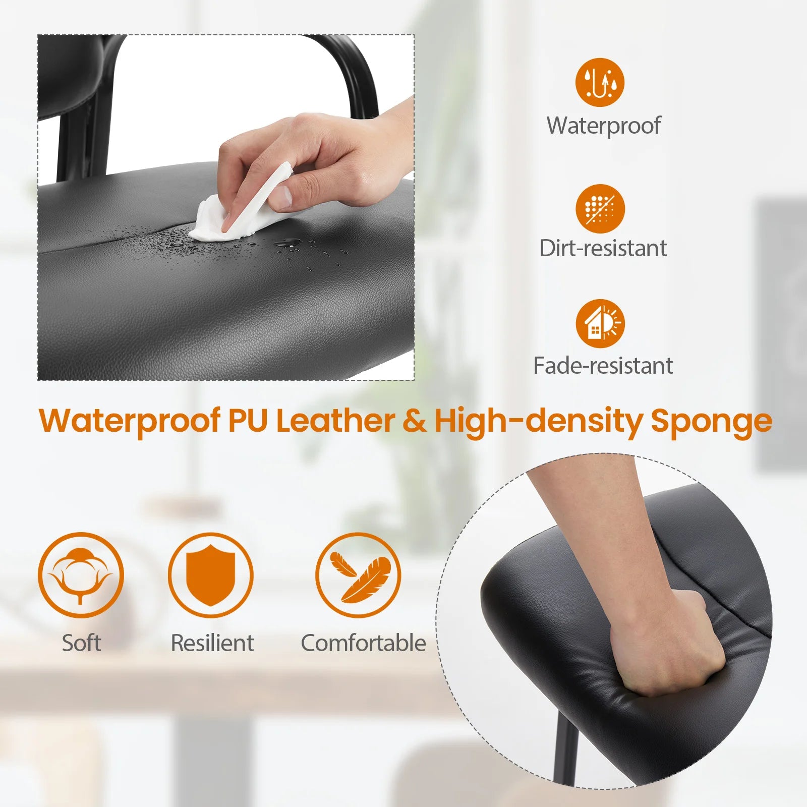 Modern PU Leather Office Guest Chair - Ergonomic Waiting Room Seating - 10