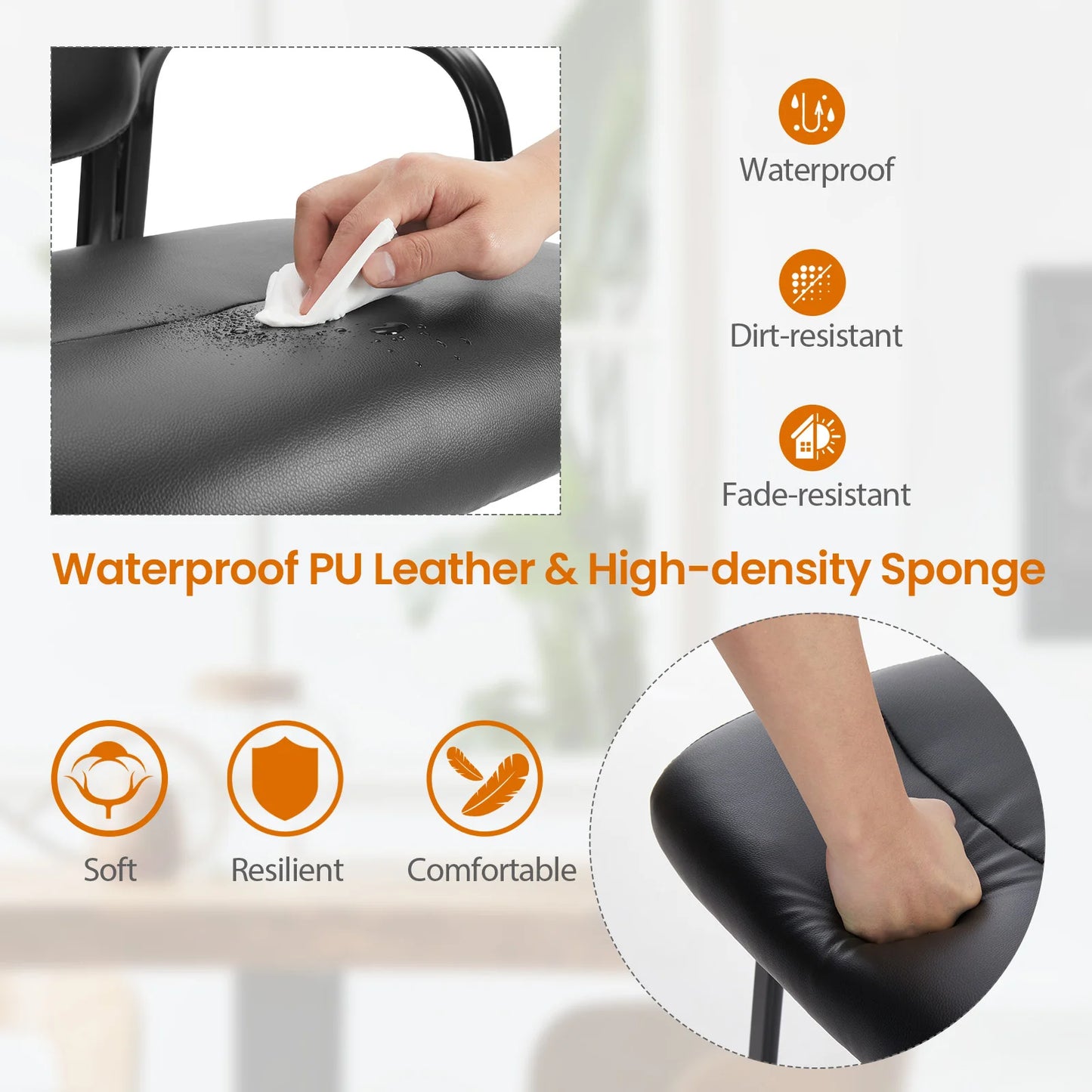 Modern PU Leather Office Guest Chair - Ergonomic Waiting Room Seating