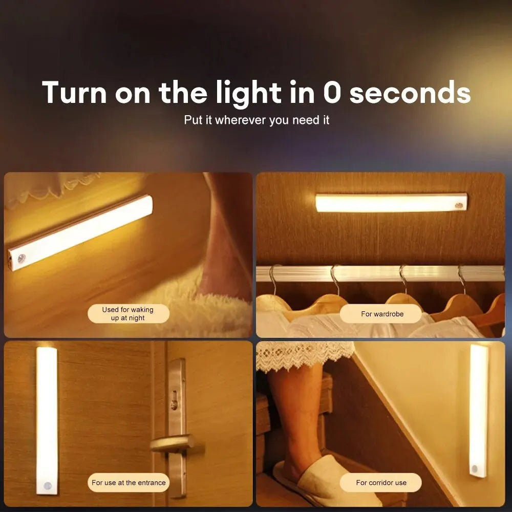 Rechargeable Motion Sensor LED Under Cabinet Light - Dimmable Wireless Closet Night Light