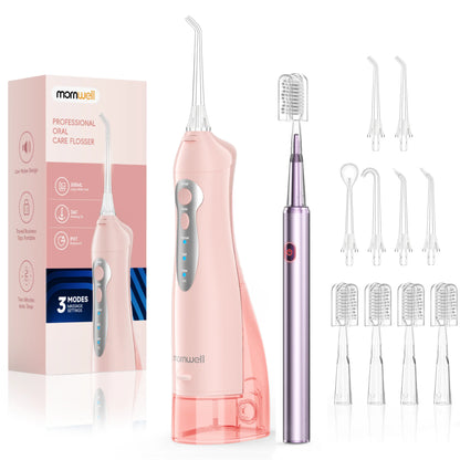 Portable Dental Oral Irrigator & Sonic Toothbrush Combo Set for Deep Cleaning