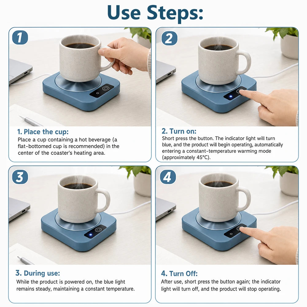 Electric Mug Warmer Mat - Constant Temperature Coffee & Tea Cup Heating Coaster