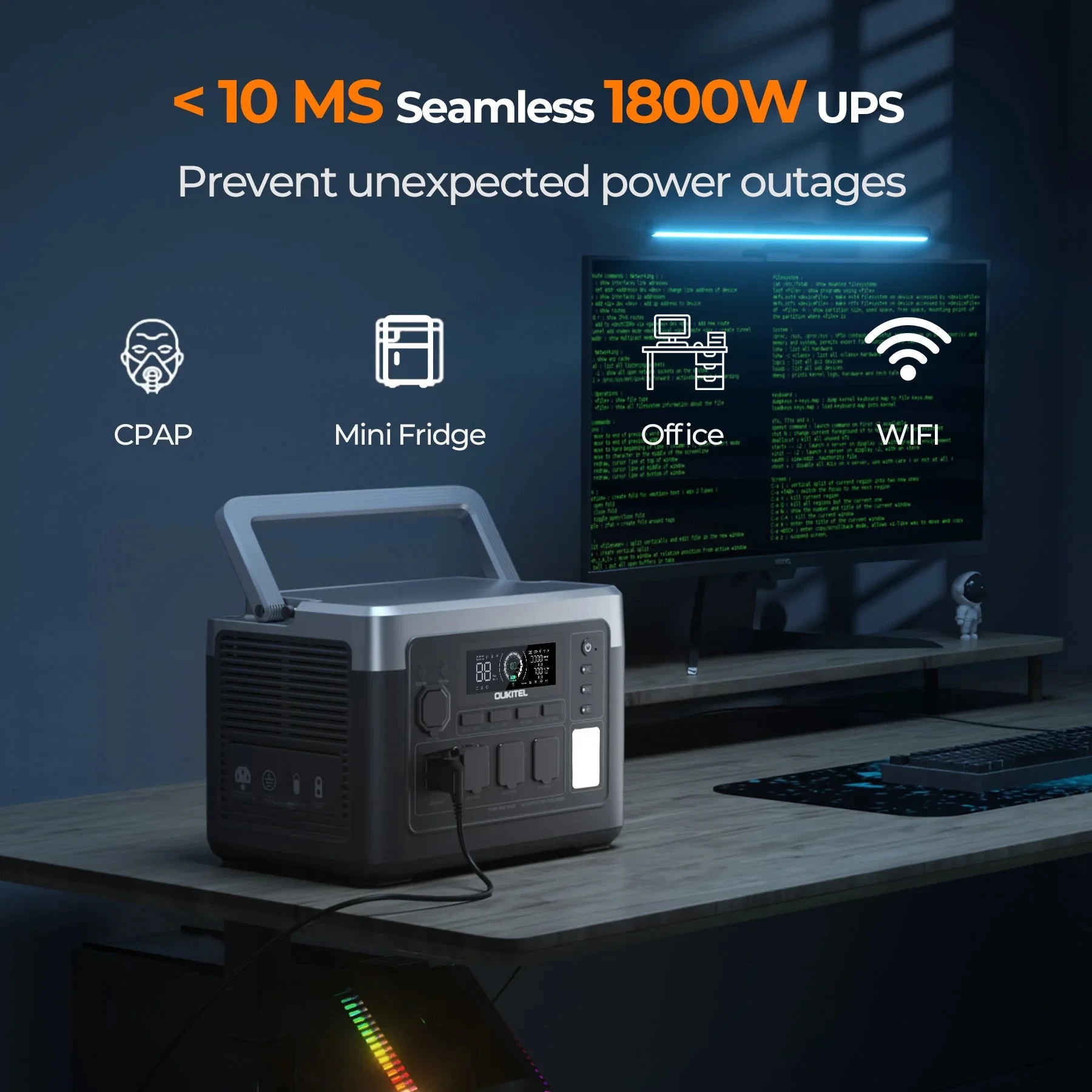 OUKITEL P1000 Plus 1800W Portable Power Station 1024Wh LiFePO4 Solar Generator - 9