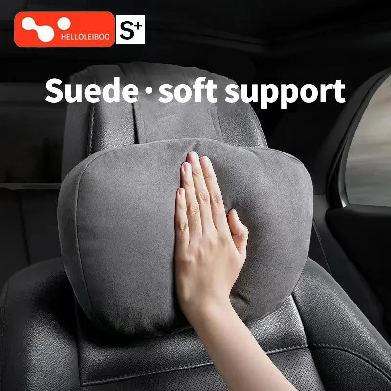 Memory Foam Car Neck Pillow - Suede Headrest Support Cushion - 1