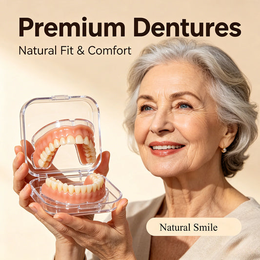 Flexible Silicone Denture Set – Realistic Upper & Lower Fake Teeth for Natural Smile