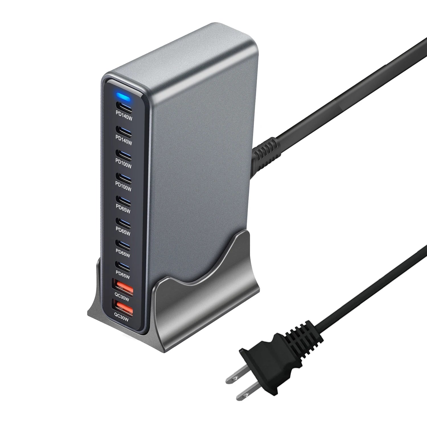 800W 10-Port GaN Fast Charging Station for iPhone, Samsung, and MacBook - 12