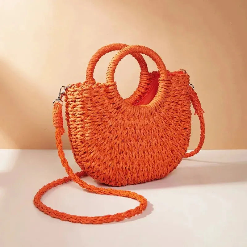 Luxury Half-Moon Straw Bag