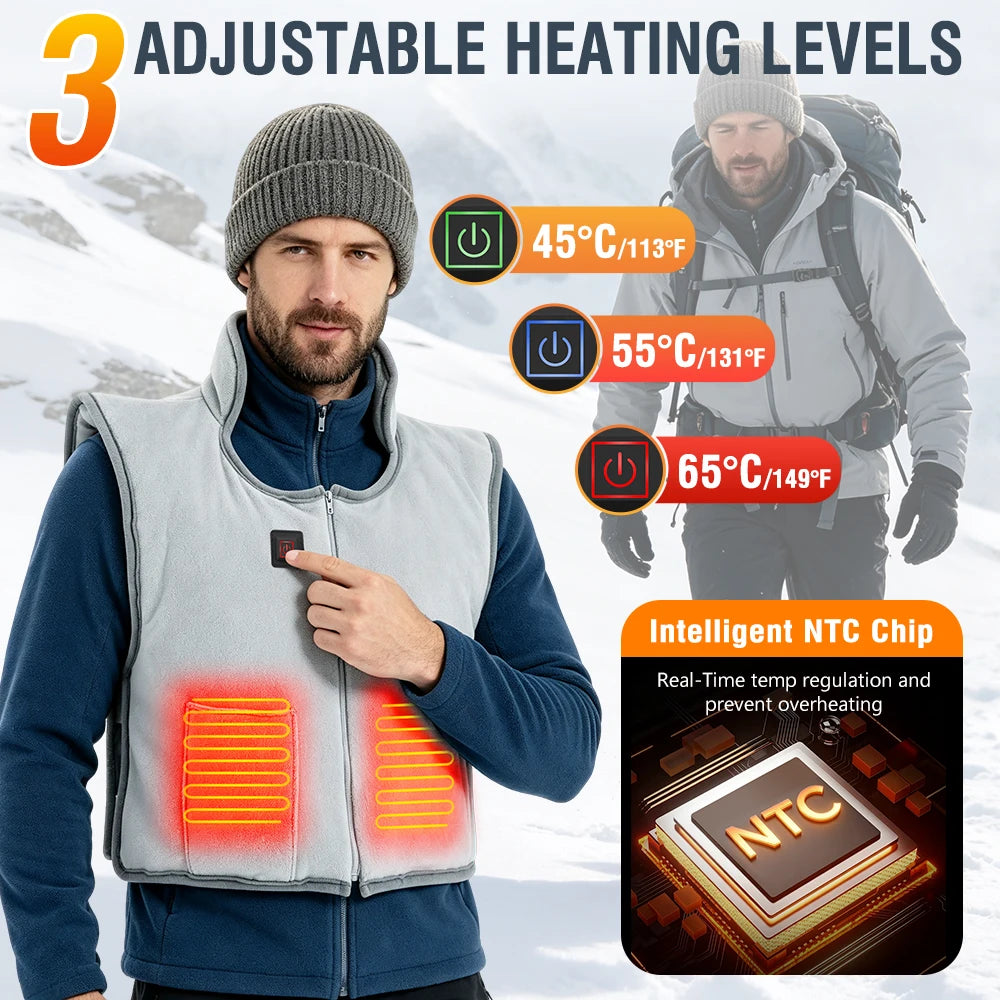 Electric Heated Warming Vest with 5 Heating Zones & 3 Temperature Levels - 5