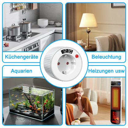 EU Standard 24-Hour Digital Rotary Countdown Timer Socket 3680W